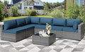 7 Pieces Outdoor Patio Furniture Sets, Patio Sectional Sofa Couch, Gray PE Wicker Furniture Modular Patio
