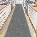 15ft Jute Hallway Runner Rug Non Slip Washable, Absorbent Laundry Rugs Laundry Room Runner, Rubber Backed Black Long