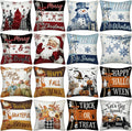 Seasonal Pillow Covers Holiday Pillow Covers 18 x 18 Inch for Christmas Halloween Winter Autumn Farmhouse Home - Set of 16