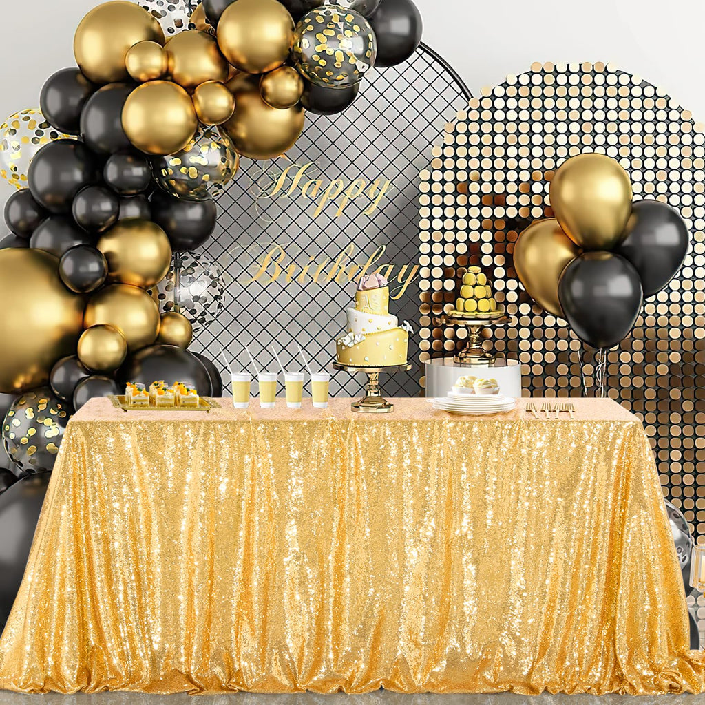 Gold Sequin Tablecloth Seamless 90x132inch Rectangle Sequence Table