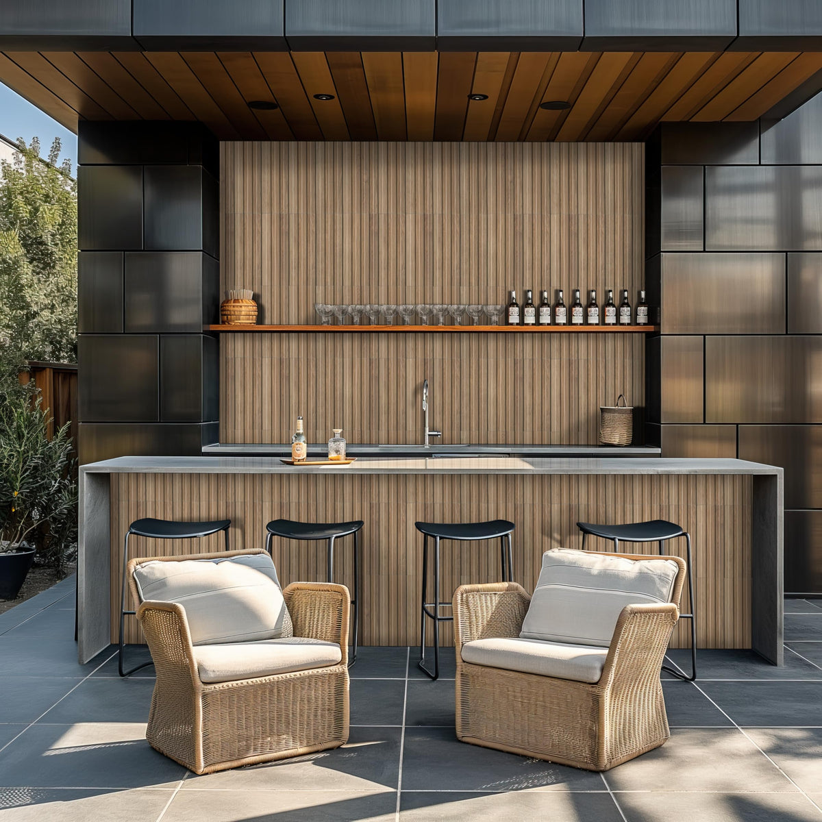 Porcelain Slat Fluted Wood Wall Tile | Serata Vibra Savanna | 6" x 16"
