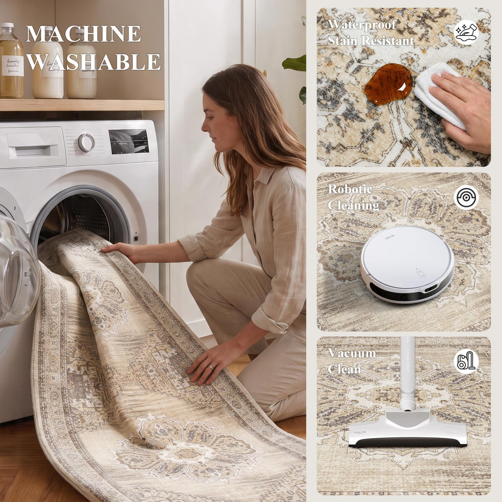 Washable Runner Rug 2x6: Washable Soft Hallway Runner Rug Durable Kitchen Rugs and Mats Non Slip Water Resistant Low