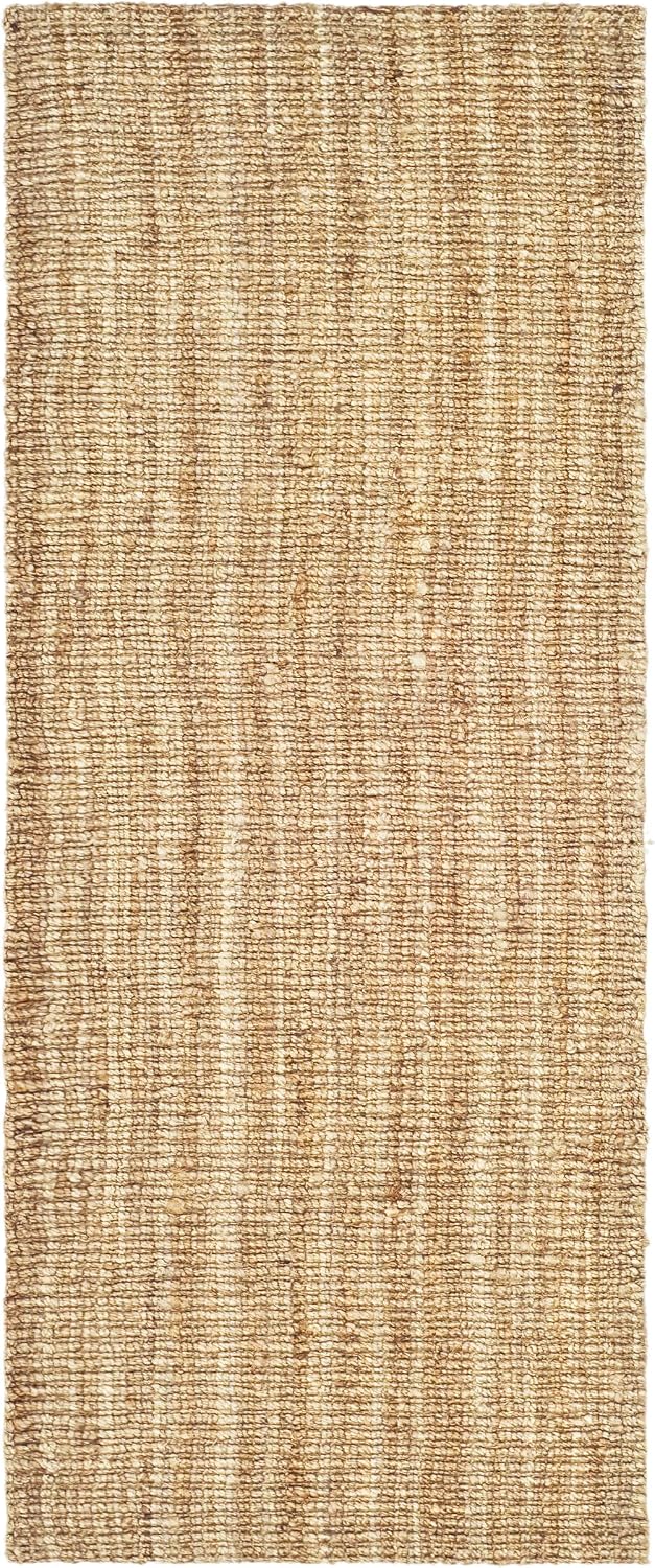 Natural Fiber Collection Runner Rug, Natural Brown, Handmade Jute, Farmhouse Style, Chunky Textured Thick