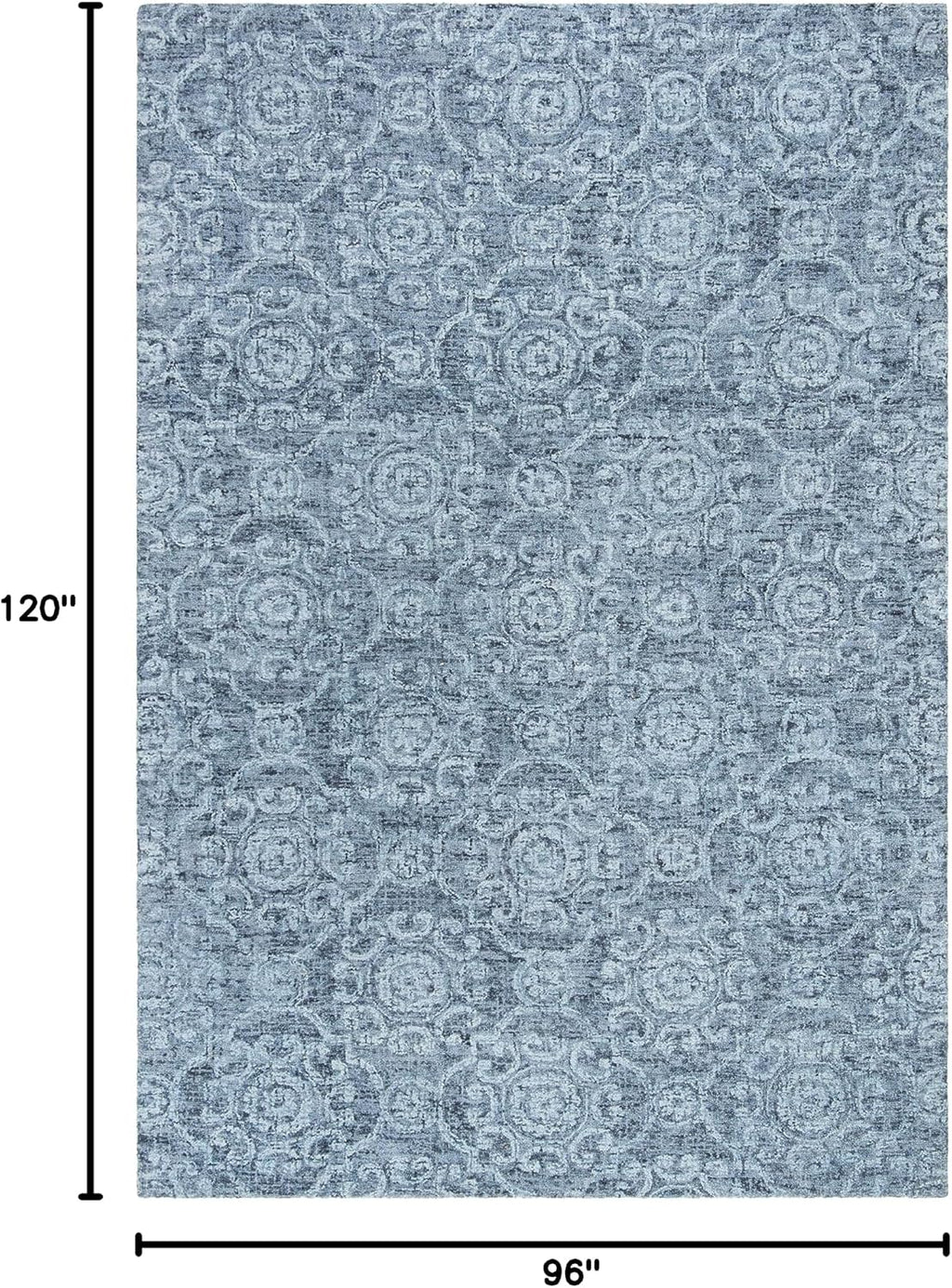 Area Rug - Abstract Collection - Large - Blue, Handmade Wool, Ideal, Dining Space (ABT207A)
