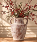 Ceramic Flower Vase with Handles, 8.66 inch Tall Clay Decorative Vases Farmhouse Rustic Vases Pottery Vases Decor