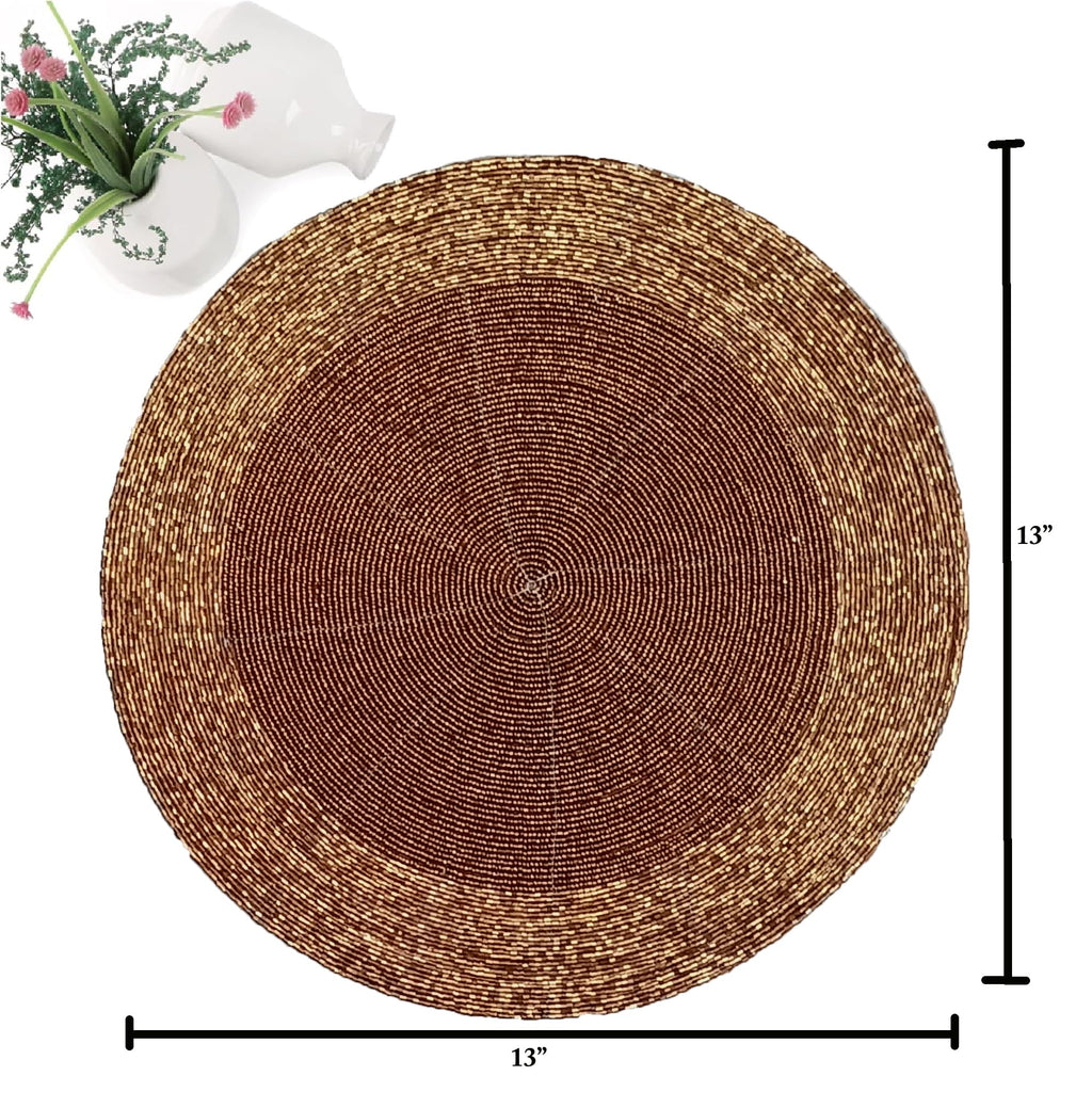 Beaded Round placemats Set of 4, 13 Inch Round Decorative Table Mats