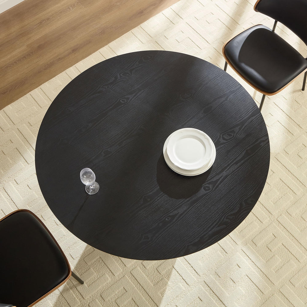 Inspired Saarinen Style 46 inch Round Dining Table Black, Mid Century Modern MDF Top Pedestal Base Kitchen Table Seats 4 for Dining Kitchen