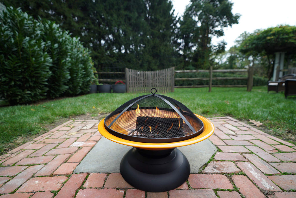 Vesta Orange Enameled Fire Bowl/Pit, Powder Coated Steel