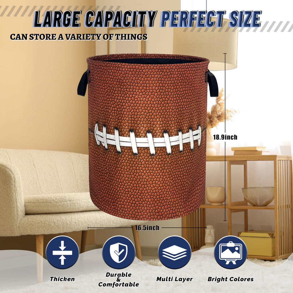 Funny Football Laundry Basket Oxford Cloth Foldable Hamper 18.9x16.5 Inch