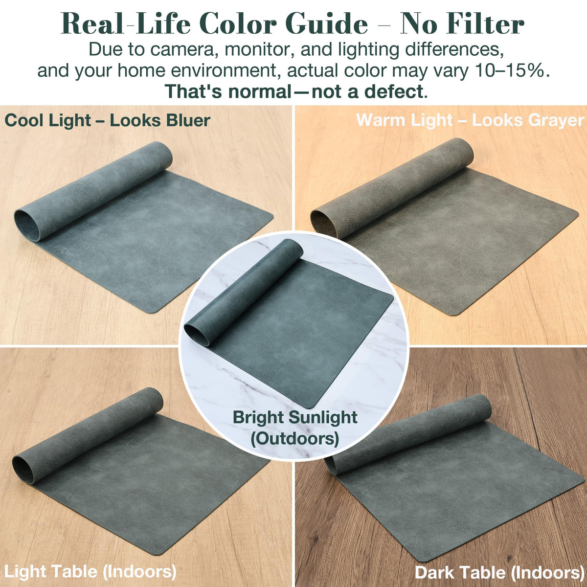 Faux Leather Placemats Set of 6, Vinyl Placemats Heat Resistant