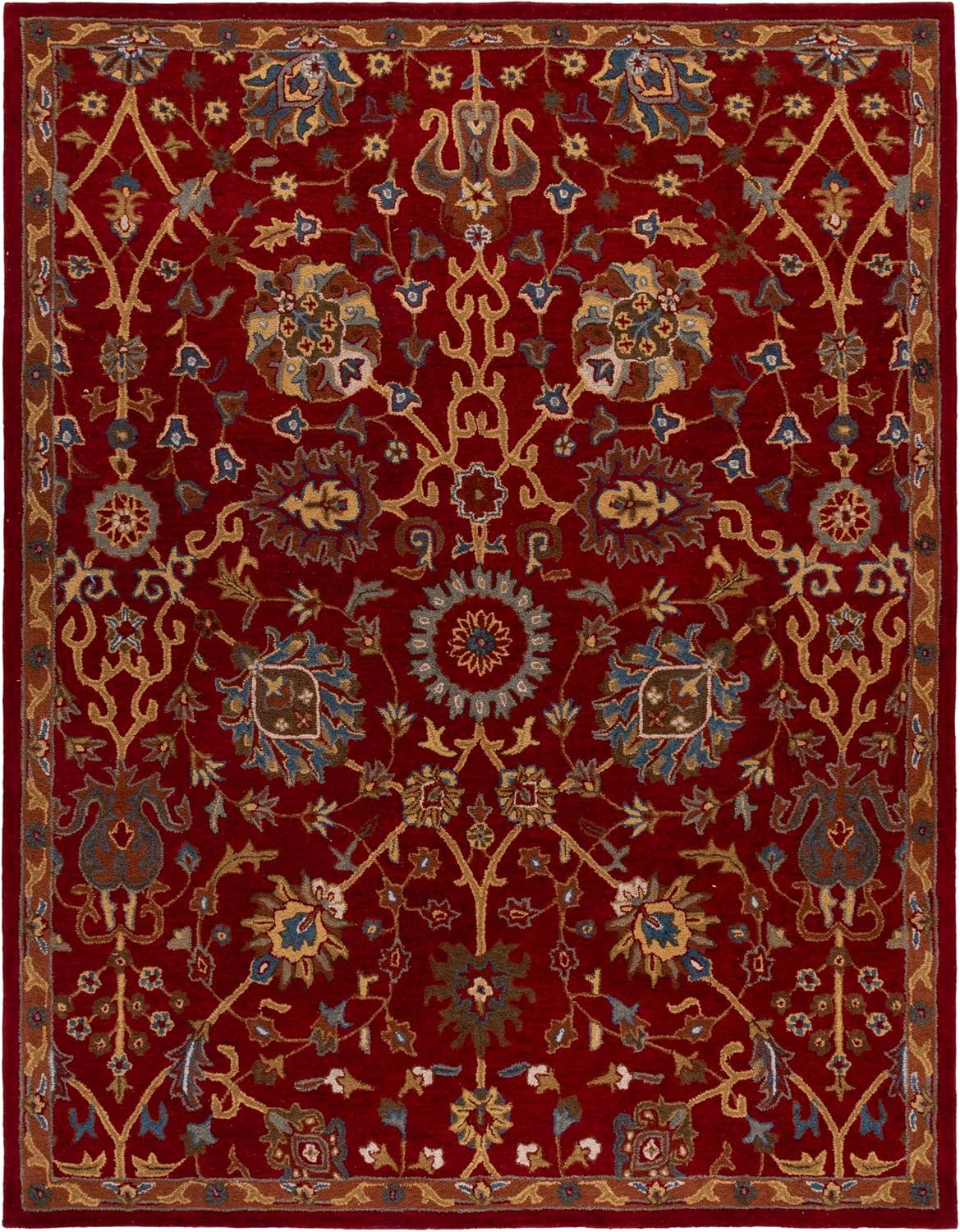 Heritage Area Rug, Red, Handmade Traditional Oriental Wool
