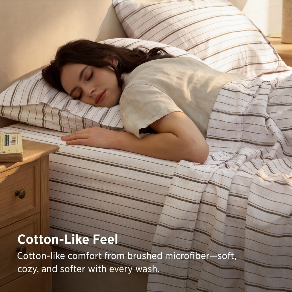 Striped Sheets -Imitation Cotton Fits Up to 16" Mattress
