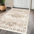 Washable Neutral Farmhouse Large Entryway Rug, Area Rugs, Laundry Room, Nursery Room, Boho Vintage Floral
