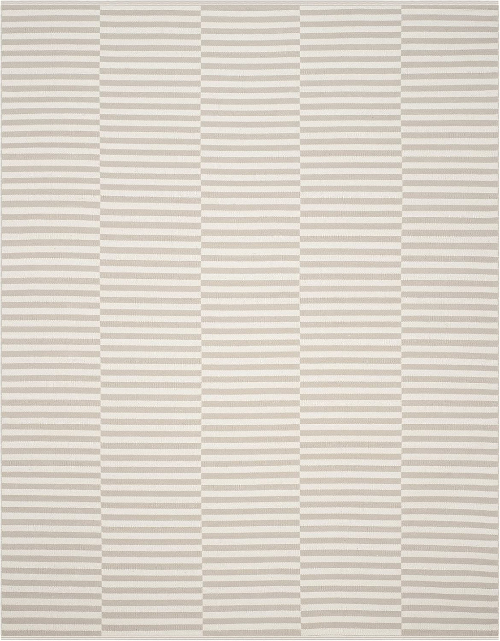 Montauk Collection Area Rug, Ivory & Light Grey, Handmade Stripe Cotton, Ideal for High Traffic Areas in