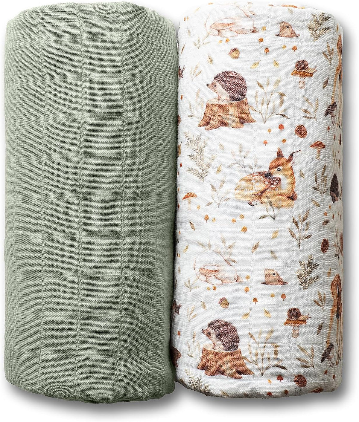 Certified Organic Muslin Swaddle Blankets, 2 Pack Baby Receiving Blankets, Soft Breathable Cotton Swaddles