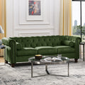 80.3" Green Velvet Chesterfield Sofa with Nailhead Trim, 3-Seater Couch