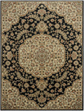 Dynamix Royalty Medallion Traditional Area Rug, Black/Ivory, 7'8"x10'4"