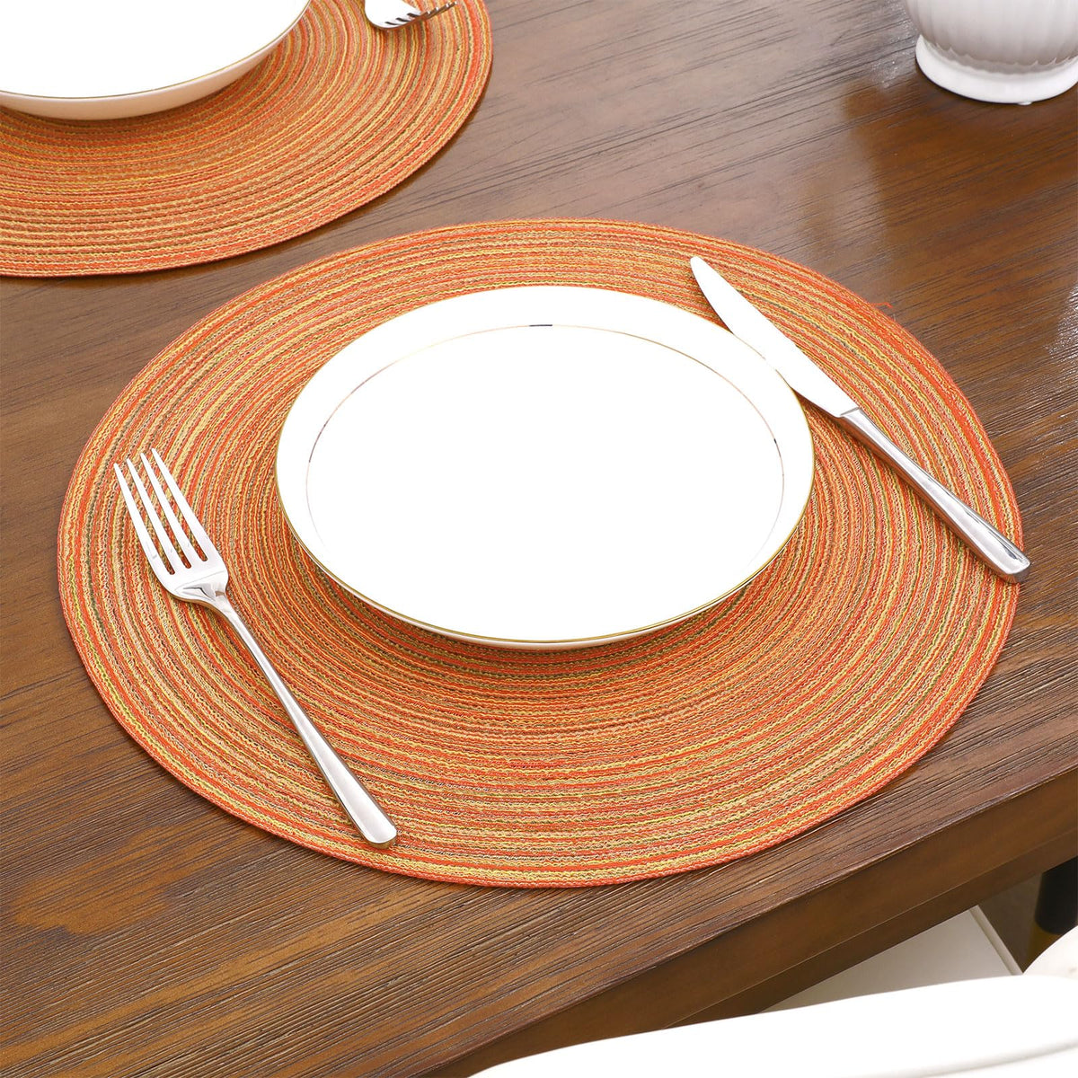 Round Braided Fall Placemats Set of 6 Thanksgiving Place Mats