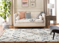Pro Luxe Shag Collection Area Rug - 5' x 8', Cream & Blue, Moroccan Boho Tassel Design, Non-Shedding & Easy Care