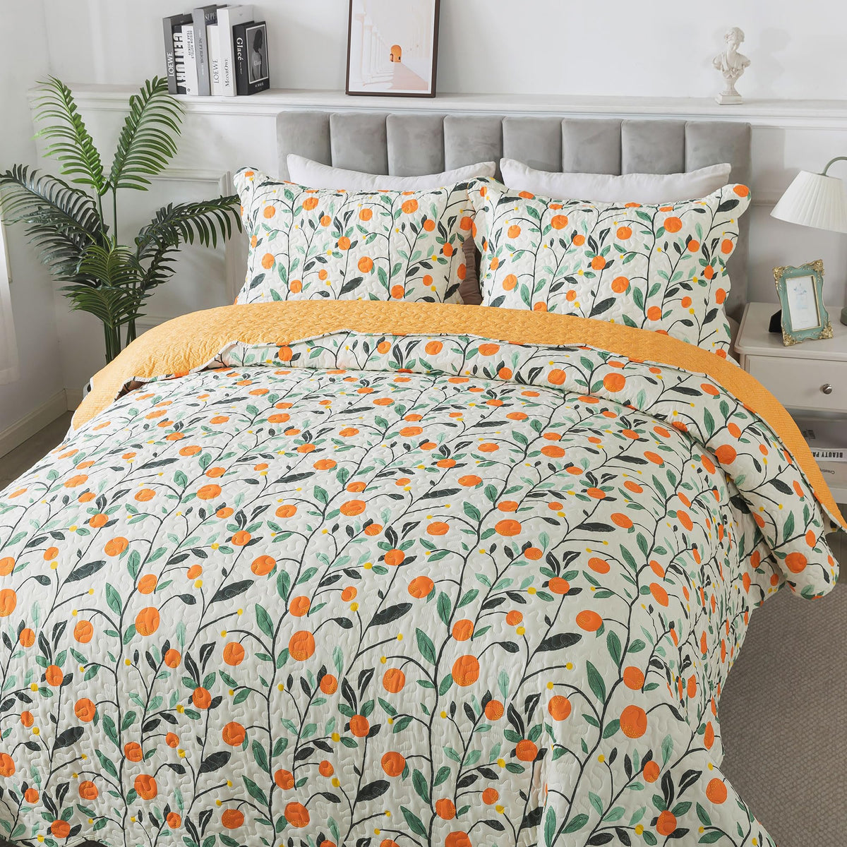 Floral Quilt Sets - Botanical Bedspreads 3-Piece, Wildflower Coverlet for Beds, Lightweight Bed Cover, All