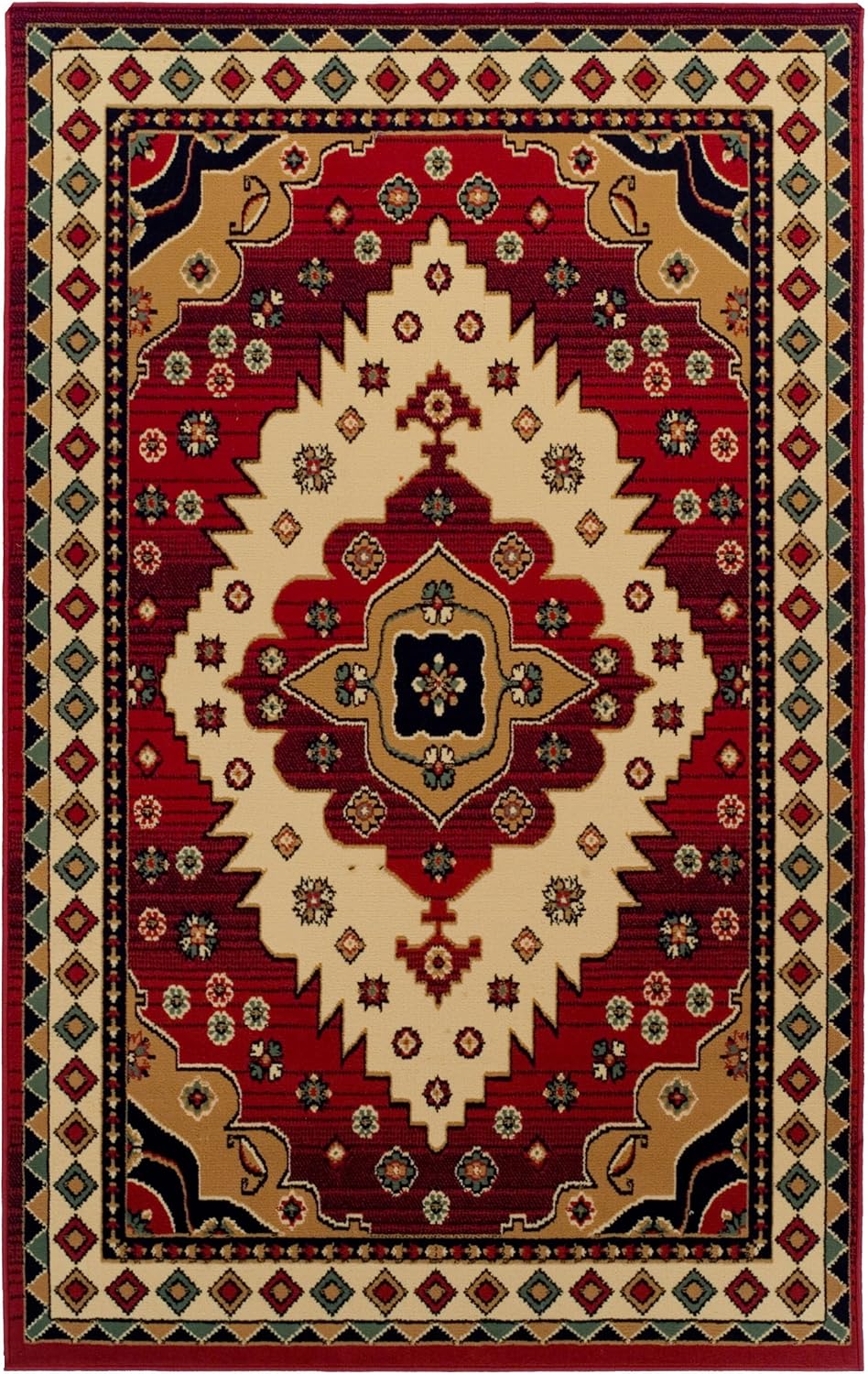 Aztec Collection 5' x 8' Area Rug, Attractive Rug with Jute Backing, Durable and Beautiful Woven Structure, Bright