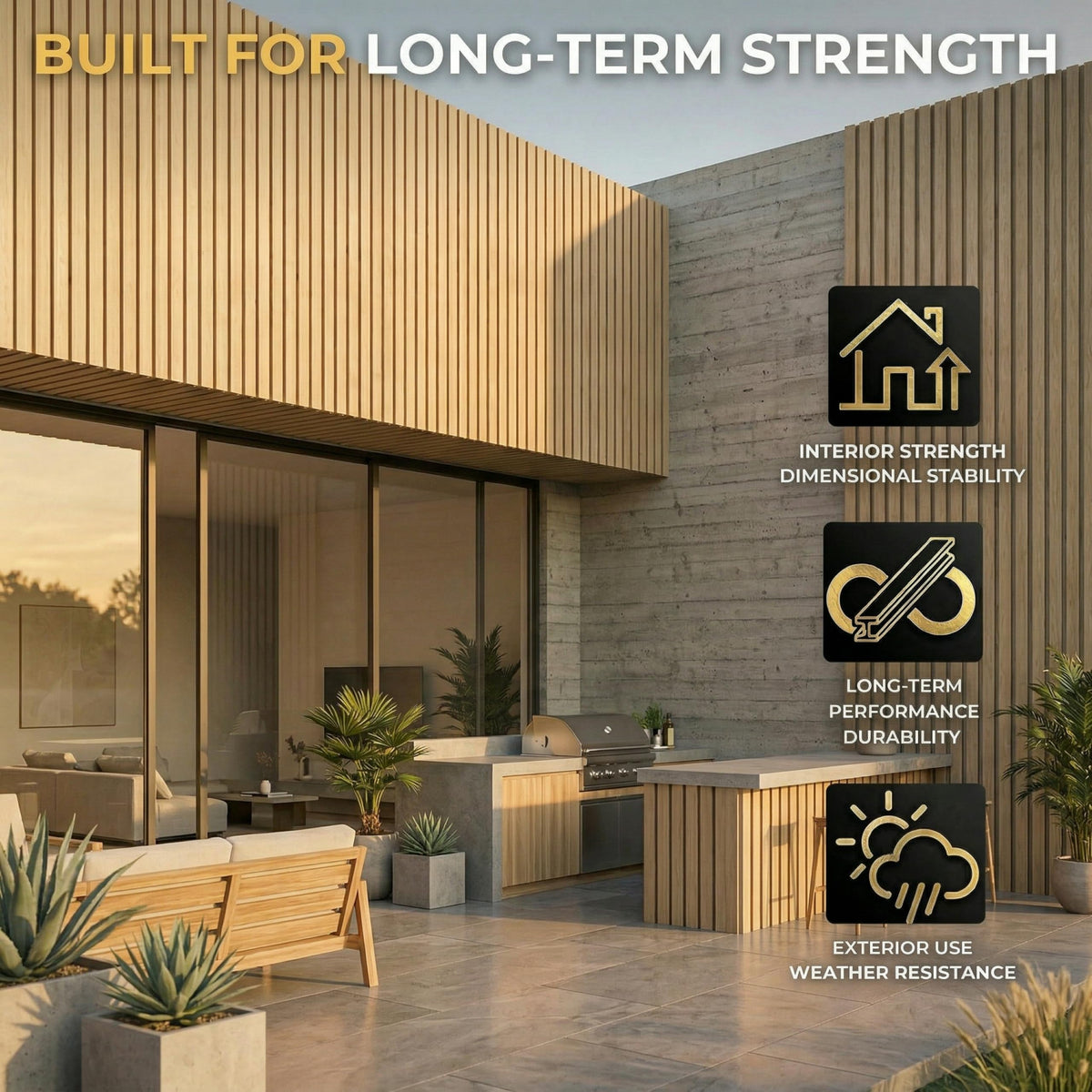 WPC Exterior Wall Slat Panels Waterproof Outdoor Composite Siding Cladding 94.5 in x 8.62 in 16.98 sq.ft Classic Oak