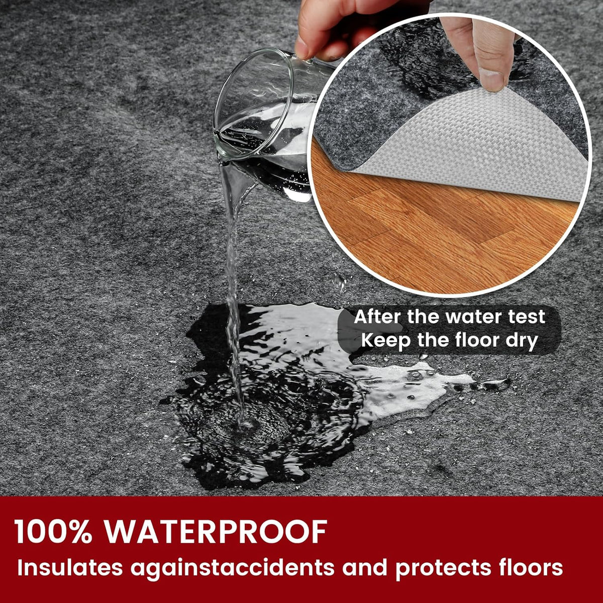 Waterproof Rug Pad, 9x12 ft Area Rug Non-Slip Carpet Pad, 1/4" Thick Non-Slip Rug Pads for All Floors and Finishes - Set of 108