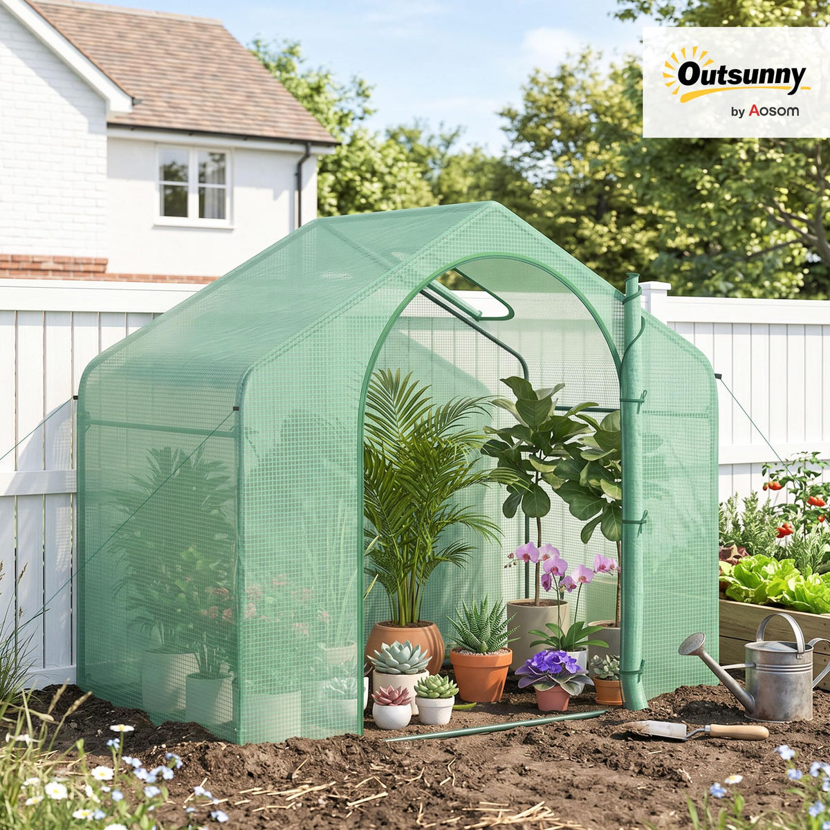6' x 3' x 5' Portable Walk-in Greenhouse with PE Cover Green