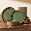 Dinnerware Set for 4, Reactive Glaze Plates and Bowls Sets