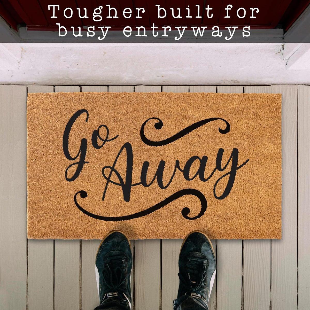 Go Away Doormat, 30x17 Inch, Funny Door Mat Outdoor, Go Away Front Door Mat, Unwelcome Mat, Farmhouse Style | Funny