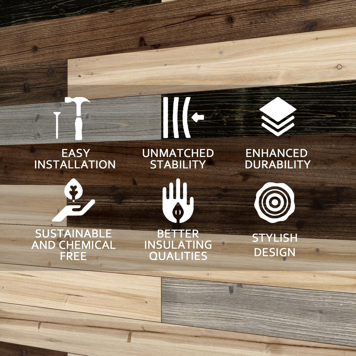 10-Pack Solid Pine Wall Planks, 47.25" x 4.75" Barn Wood Finish Rustic Real Wood Wall Panels for DIY Accent Walls &