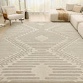 Boho Beige 5x7 Area Rugs Textured Tufted Rugs Bedroom Nursery Rug-Carpet Washable Brown Neutral Modern Aztec Rug