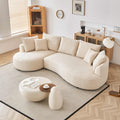 122.8" Curved Sofa, Modern Curved Couch Living Room Modular Sectional Sofa, Mid Century Upholstered Couch Sherpa