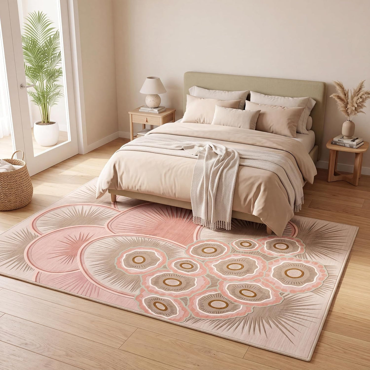 5'x7'Boho Sunburst Medallion Area Rug,Washable Non-Slip