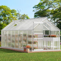 16x6FT Polycarbonate Greenhouse for Outdoors, Large Heavy Duty Aluminum Greenhouses with Sliding Doors and Vent