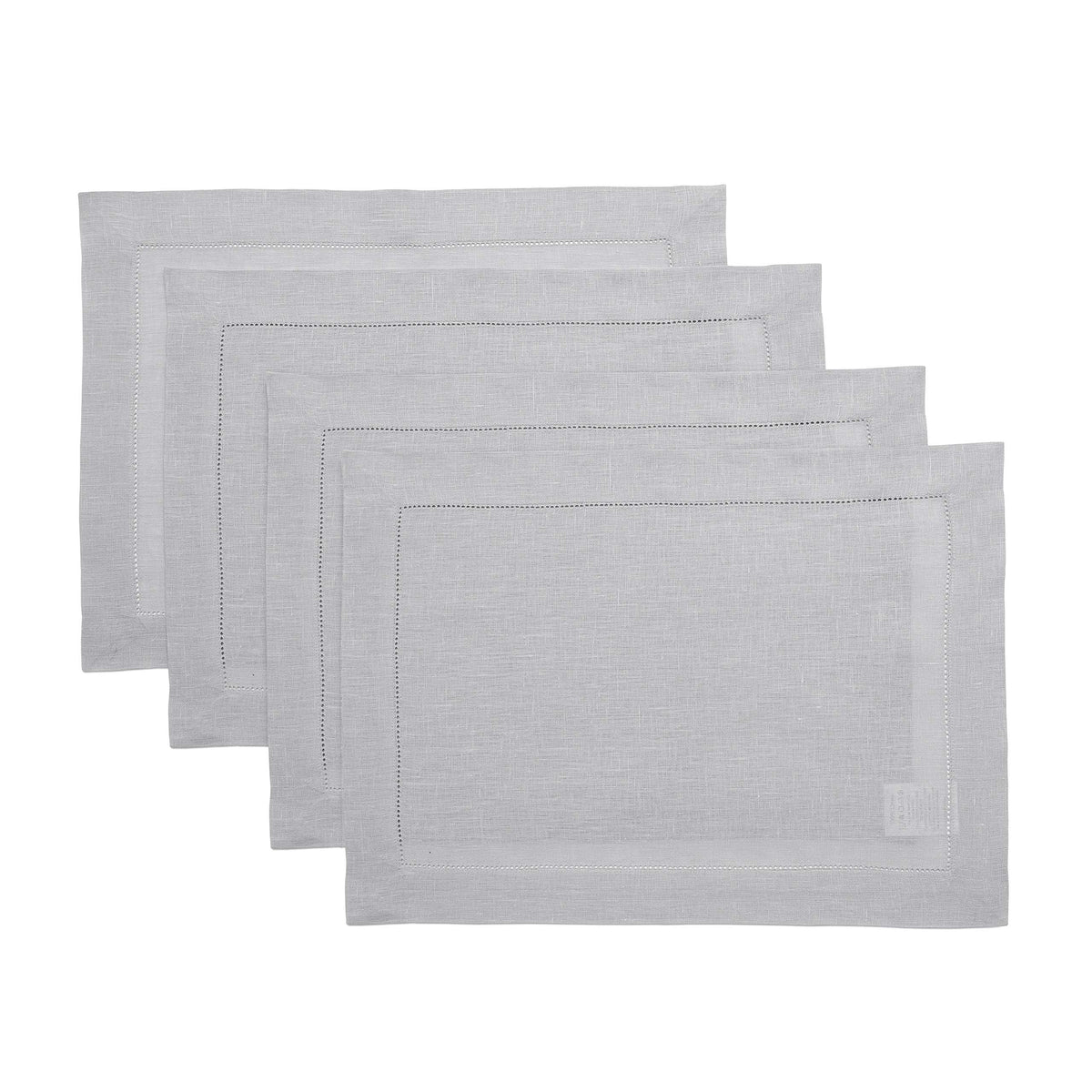 100% Pure Linen Woven Placemats Soft Grey, 14 x 19 in, Set of 4