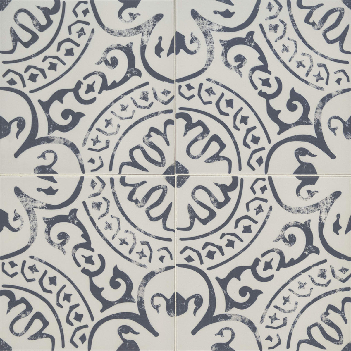 Porcelain Floor & Wall Tile | Indigo Encaustic | 8" x 8"