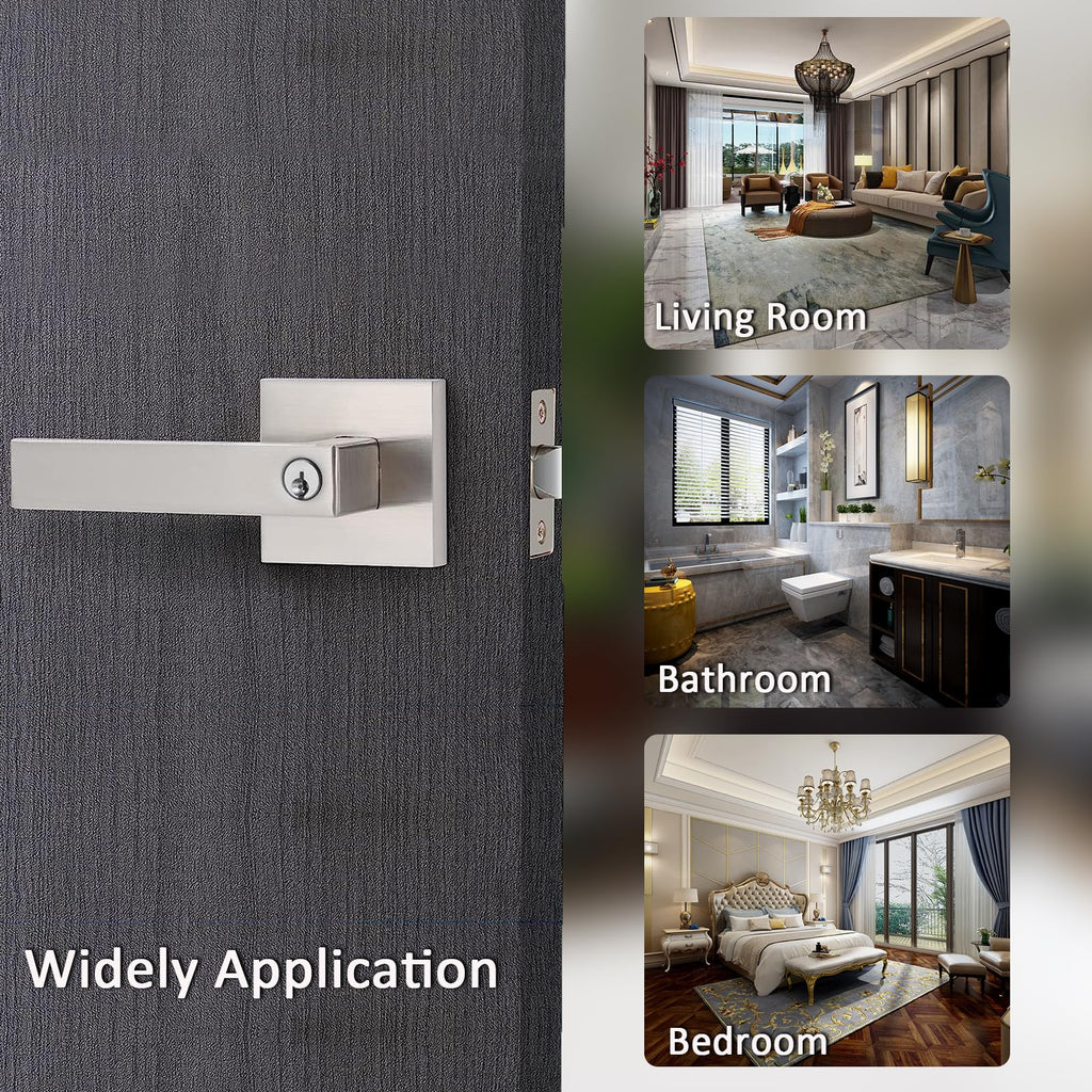 2 Pack Door Handle Heavy Duty, Keyed Alike Entry Door Lever