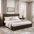 Solid Wood Platform Bed Frame with wingback Headboard, Wood Platform Bed Frame Low Profile with 80.04"