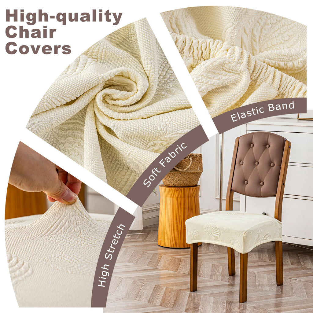 Waterproof Chair Covers Set of 6, Stretch Chair Cover, Beige