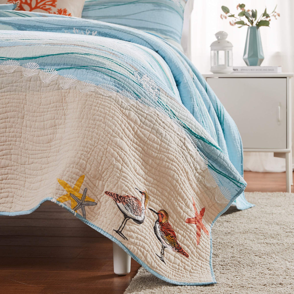 Home Maui Embroidered Coastal Quilt Set, (2-Piece)