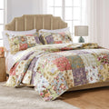 Home Blooming Prairie 100% Cotton Authentic Patchwork Reversible Quilt Set, 3-Piece