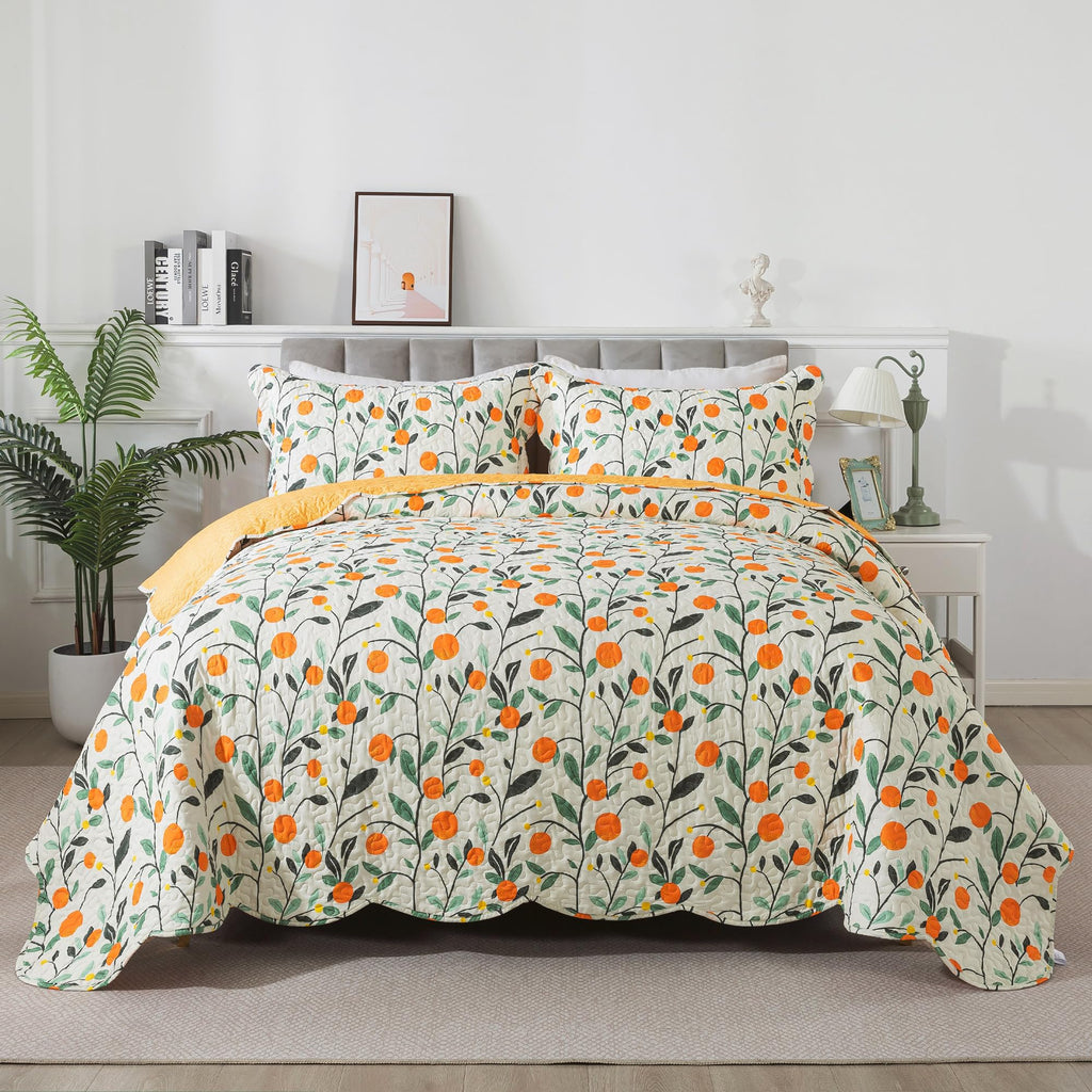 Floral Quilt Sets - Botanical Bedspreads 3-Piece, Wildflower Coverlet for Beds, Lightweight Bed Cover, All