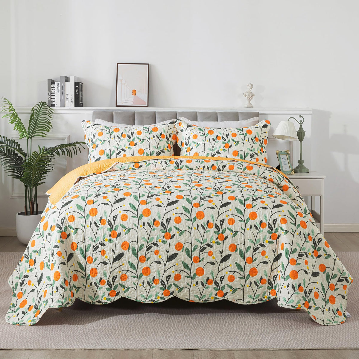 Floral Quilt Sets - Botanical Bedspreads 3-Piece, Wildflower Coverlet for Beds, Lightweight Bed Cover, All