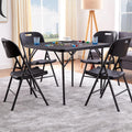 5 Piece Folding Card Table Square and Chairs Set, Plastic Tabletop & Seat, Foldable & Portable for Indoor Outdoor
