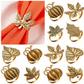 12 Pcs Thanksgiving Napkin Rings Set Fall Pumpkin Leaf Holders