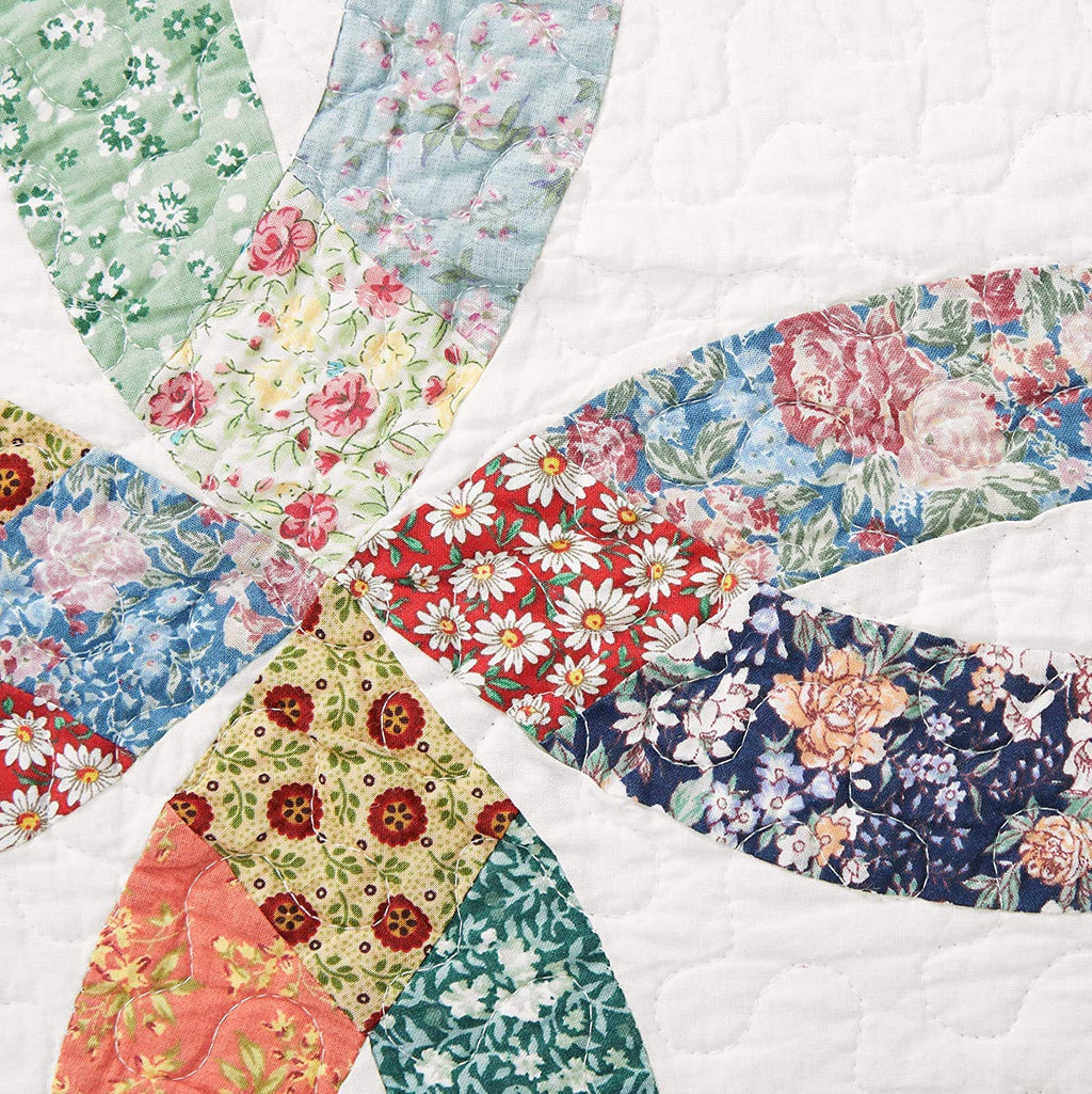 Heritage Double Wedding Ring Patchwork Cotton Blend Quilt Set