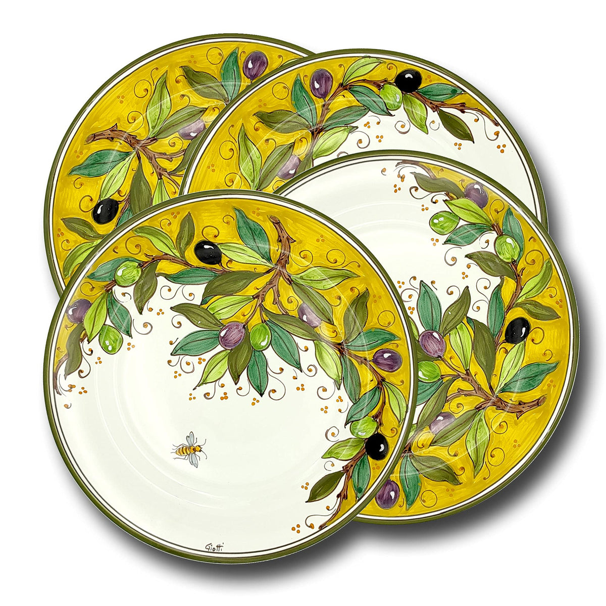 Italian Ceramic Dinnerware Set - Hand Painted Kitchen Dishes Set for 4 - Made in Italy Tuscany - Dinner Plates - Home