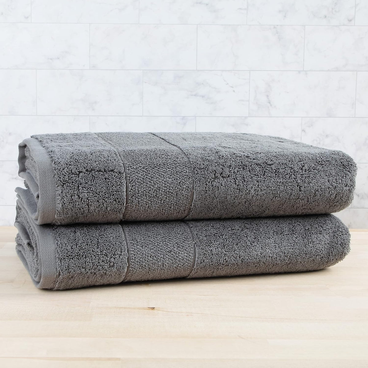 Aston & Arden Turkish Luxury Bath Towels (600 GSM, 30x60 in., 2-Pack), Thick Absorbent Color Block Soft Towels , Dark