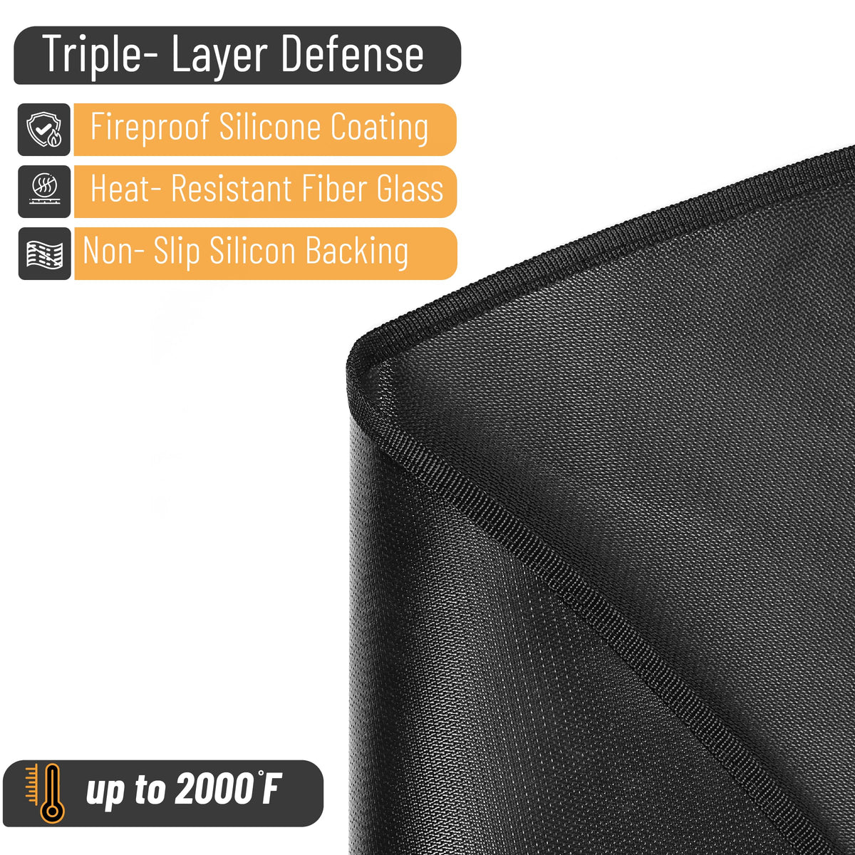 Nonstick Grilling Mats 60 Inch, Round Fire Pit Mat, 60", Black Double-Sided Fireproof Design, Reusable, Portable, 3